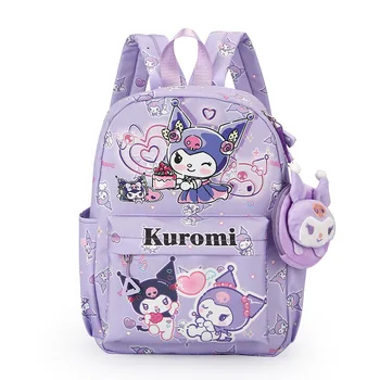 Mochila Kuromi & Cinnamoroll con monedero, mochila escolar de dibujos animados de Hello Kitty, mochila informal de viaje para niña para uso diario