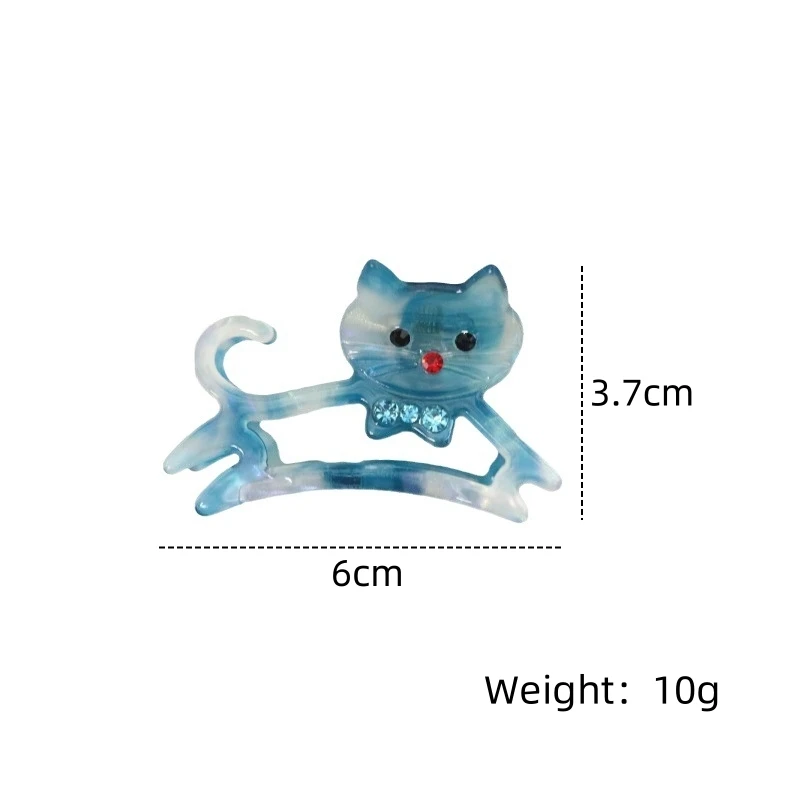 1 Stück Premium-Gefühl 6cm Acetat Haars pange mittel niedlich Haustier Hai Clip mit Strass Katze Maus Kratz clip – Detail 1