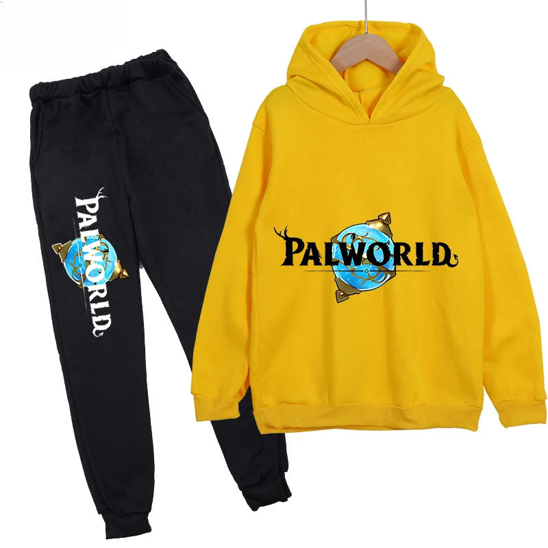thumbnail image 1 of Conjunto de sudadera y pantalones con capucha de polar con estampado infantil de Palworld, conjunto deportivo de 2 piezas adecuado para conjuntos de niños y niñas, 1 of 5