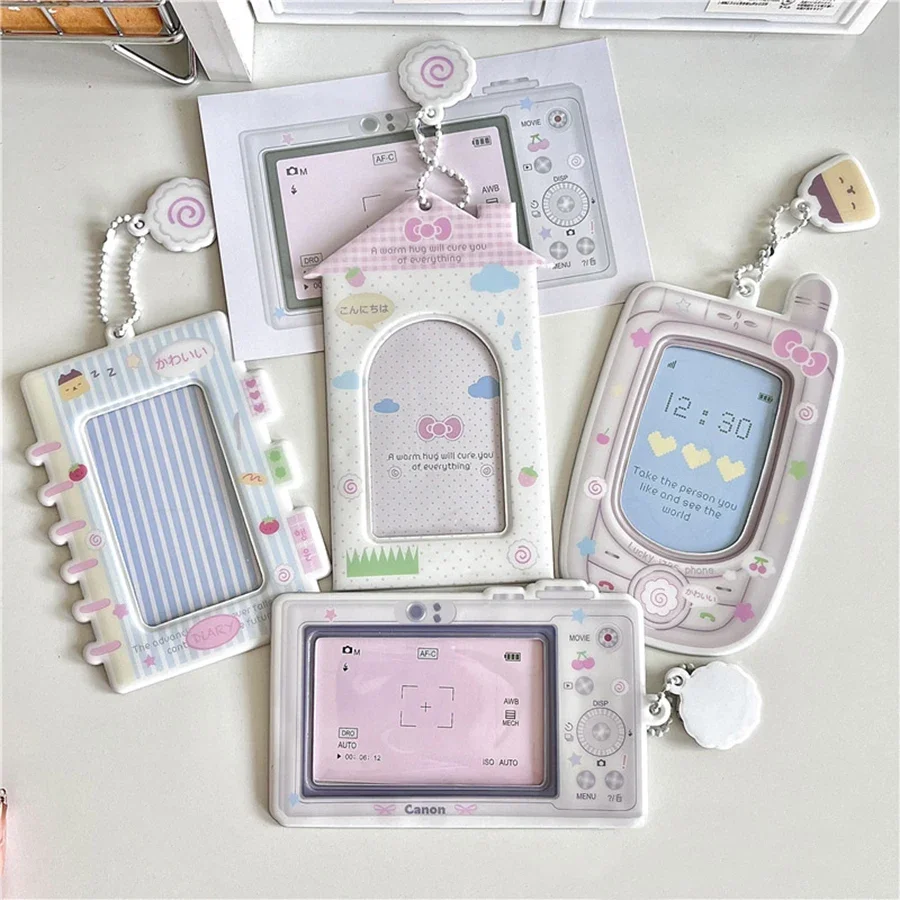PVC card cover mobile phone camera fan star love beans small card campus card collection card bag display pendant 3