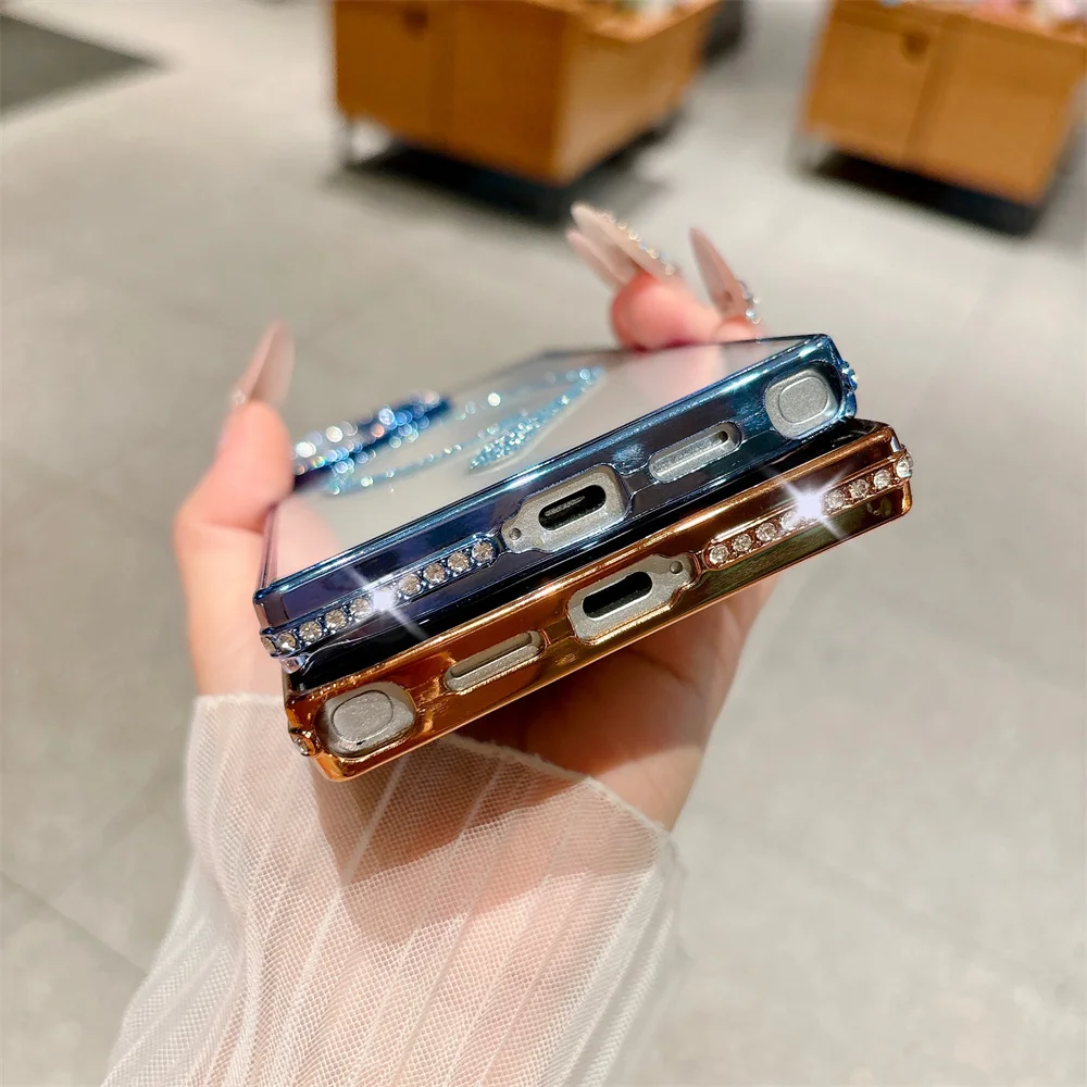 Glamorous Rhinestone Bling Glitter Phone Case with Wireless Charging Compatibility