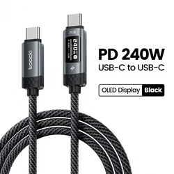 Toocki 240W USB - C Fast Charging Cable with OLED Digital Display - 3m (1PCS Black)