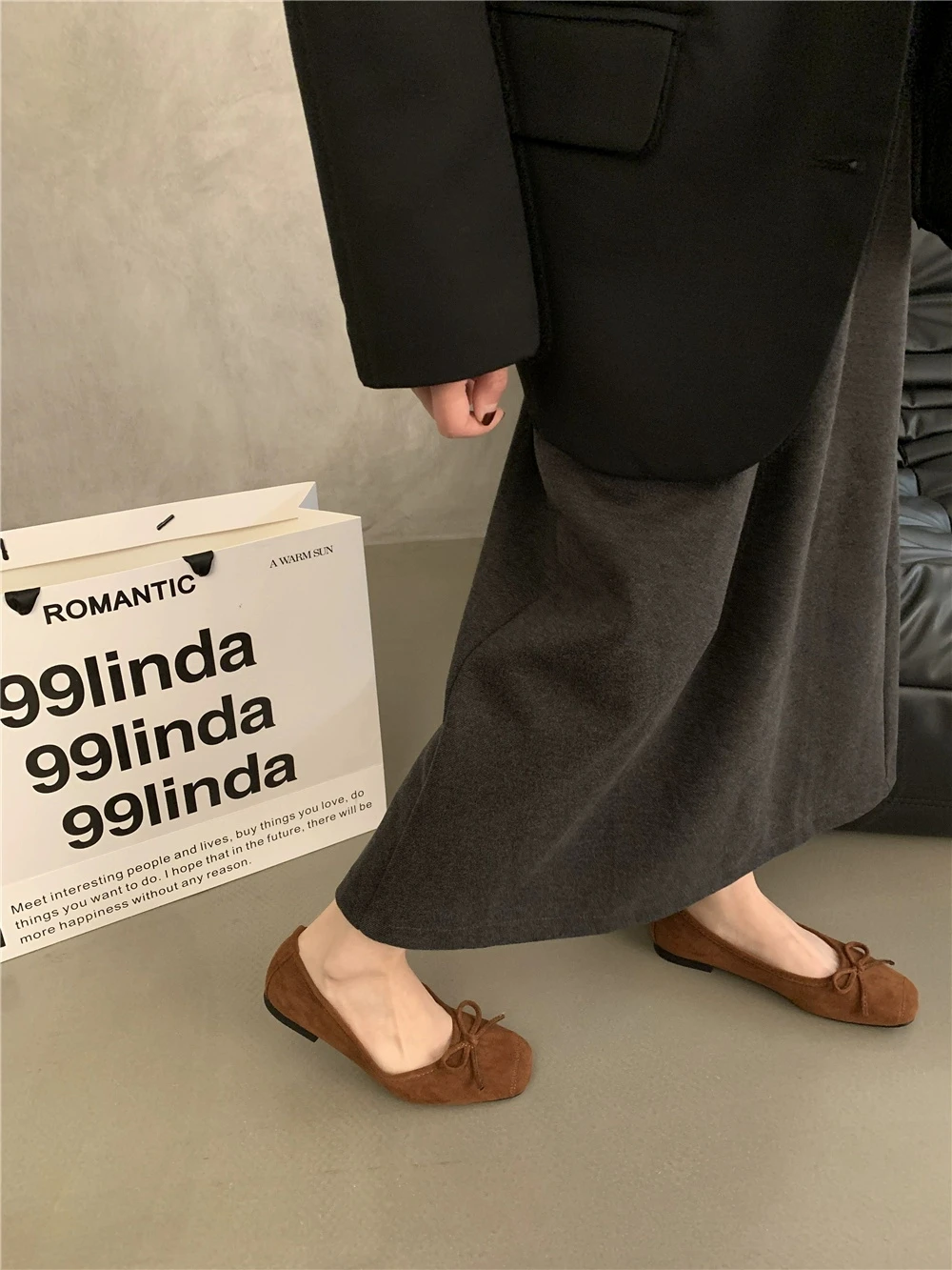Damen-Ballerinas mit eckiger Zehenpartie, flachem Absatz und weicher Sohle, Frühjahr 2026, elegante Schleifen-Damenschuhe zum Gehen – Detail 8