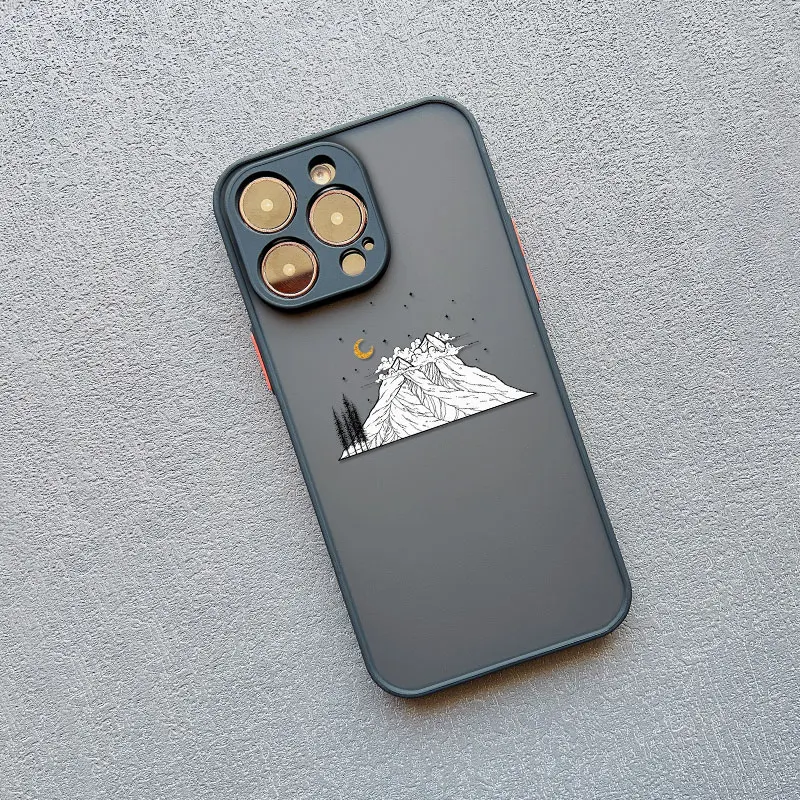Berglinien-Zeichnung Handyhülle für iPhone 17 16 Pro Max Plus 15 14 13 12 11 Pro Max Mini XS XR X 16 15 14 Plus Hüllen – Detail 2