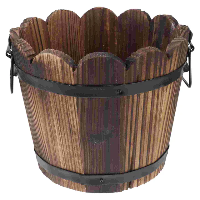 Fa Zamatos Ültetvényes Virágcserepek Kültéri Kerek Kerti Ültetvények Dekoráció Otthoni Vödör Bonsai - Image 6