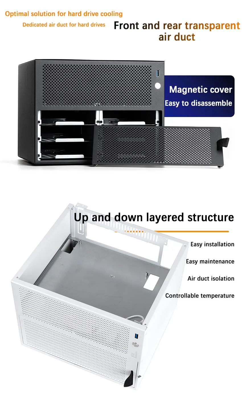 UE-S6 six-slot NAS chassis itx motherboard DIY desktop storage server small case