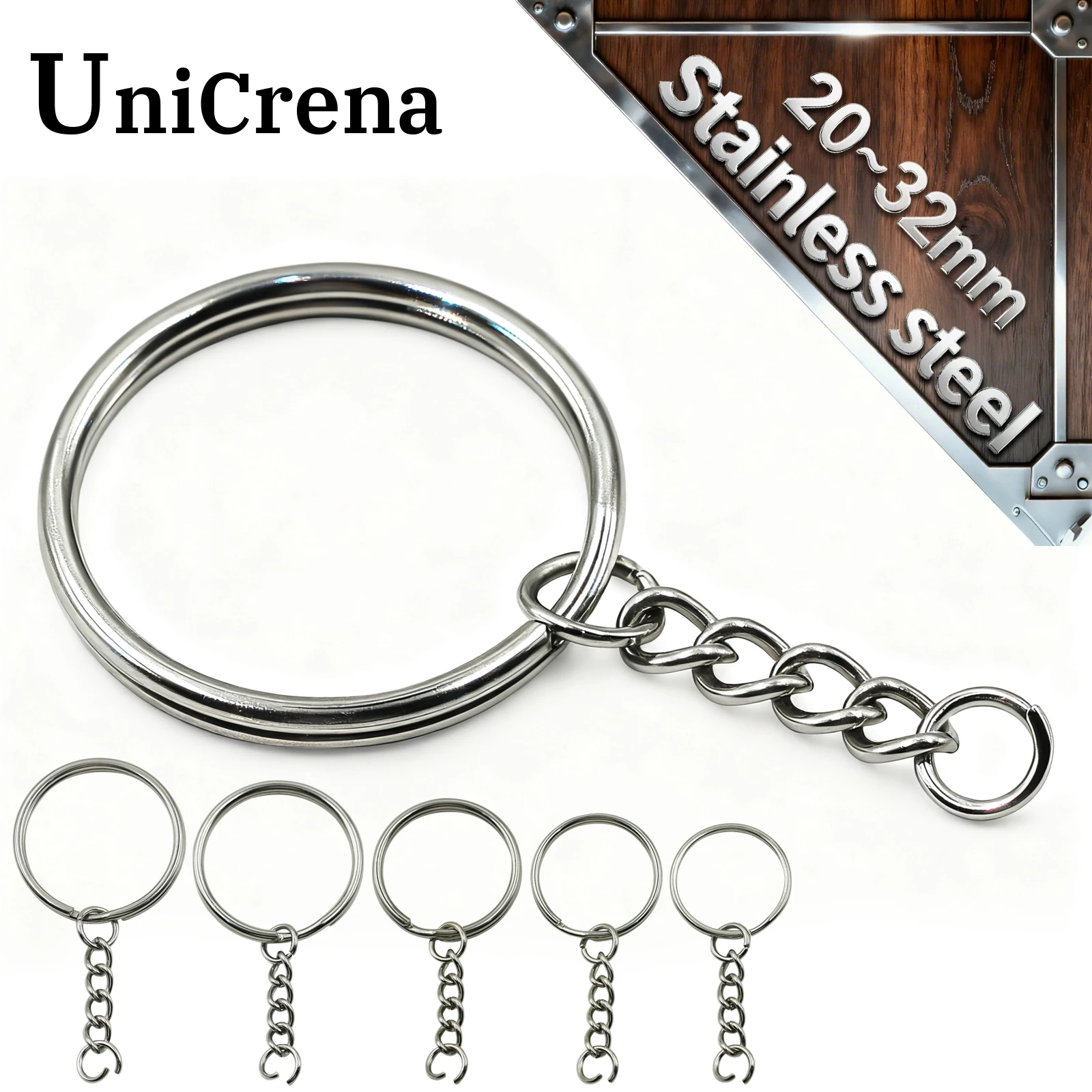 UniCrena Split Ring Stainless Steel Key Ring with Chain and Jump Rings Keychain for DIY Crafts, Jewelry Making, Dog Tags Bulk UniCrena Split Ring Stainless Steel Key Ring with Chain and Jump Rings Keychain for DIY Crafts, Jewelry Making, Dog Tags Bulk
