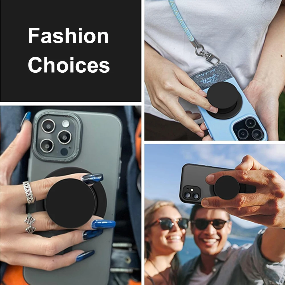 Magnetic Mobile Phone Grip and Stand with Universal Attachment