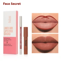 Face Secret Matte Lipstick&lip Liner Set 7 Colors Waterproof Lip Liner High Pigmented Slim Long Lasting Lip Gloss 1
