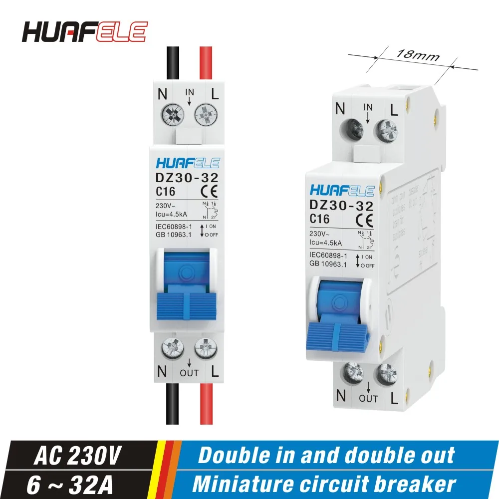 Mini Circuit Breaker DZ30-32 DPN 1P+N 6A 10A 16A 20A 25A 32A Din Rail Mounting Cutout Miniature Household Air Switch DIY circuit breaker