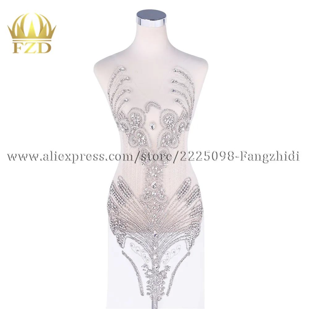 

FZD 1 шт. аппликация лифа платье золотые Стразы Ремесло патч для свадебной вечеринки декор обрезки ткани DIY ткань панель