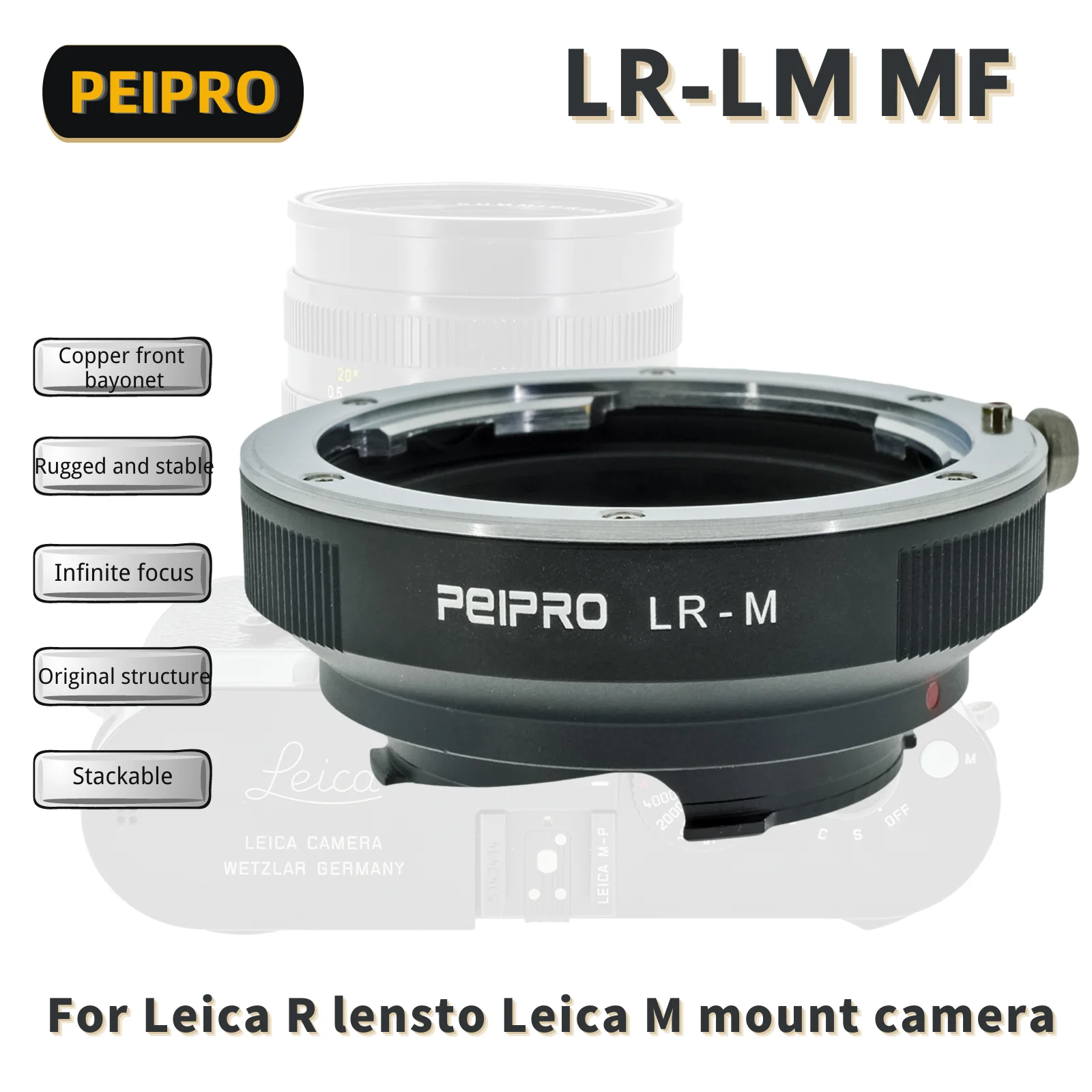 Convertitore Adattatore Obiettivo Peipro Lr-M Per Obiettivo Leica R Per Fotocamere Leica M/Può Essere Impilato Con Adattatore Ea9 O Tzm02