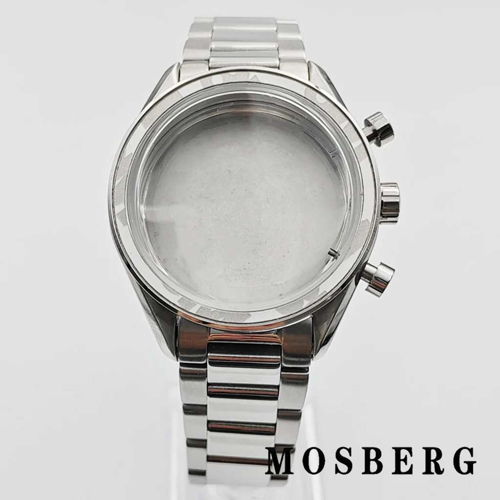Silver Stainless Steel 40mm Watch Case with Multi-Color Bezel Options