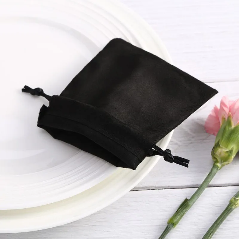 Schwarze Wildleder Geschenkt üten 5x7cm 7x9cm 8x10cm 9x12cm Packung 50 Wimpern Make-up Kordel zug Beutel billiger Schmuck Flanell band Sack – Detail 24