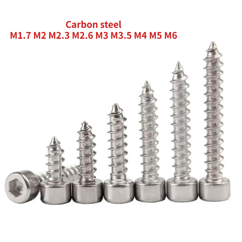 

M1.7 M2 M2.3 M2.6 M3 M3.5 M4 M5 M6 Hexagon Socket Cap Head Self Tapping Screw 8.8 Grade Nickel Plated Allen Head Screw