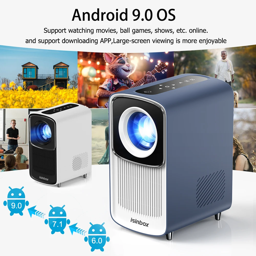 Portable Projector ISINBOX P7 Support Power Bank 4K Android