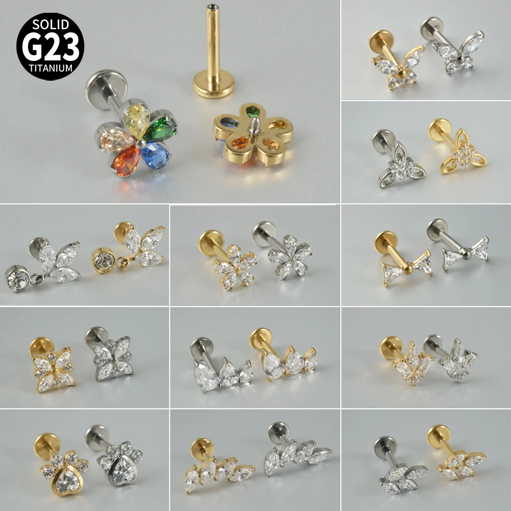 Crystal Star Moon Helix Piercing Orecchini Per Le Donne Trendy Color Oro Ear Cartilagine Tragus Studs Zircone Flower Jewelry KAE269-M