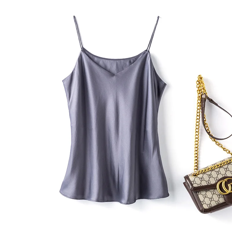 Double-Layer Silk Camisole for Women, Mulberry Silk Bandeau, Sexy V-neck Tanks and Camis, Summer Vest,