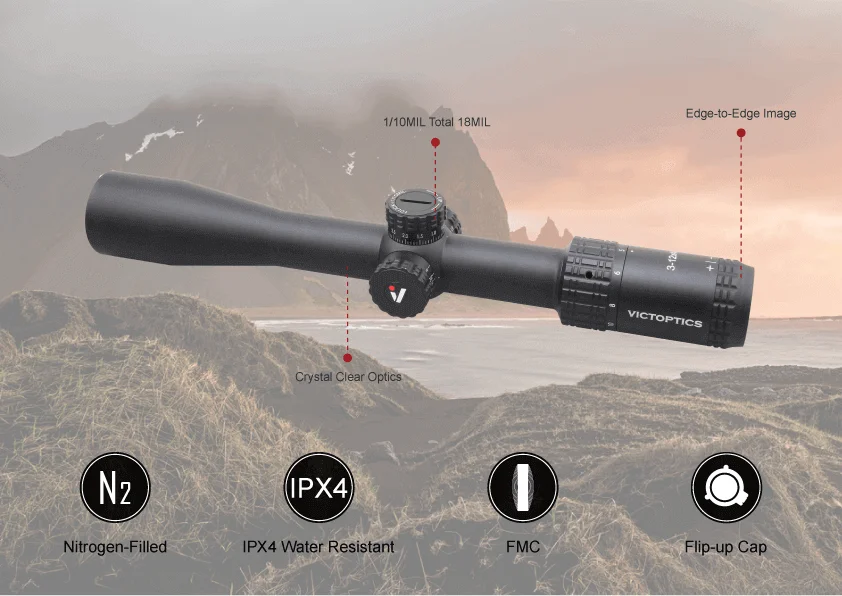 VictOptics 3-12x40 SFP Zielfernrohr | 1/10 MIL & Turmverriegelung | HD-Optik & Seitenfokus | Für Luftgewehr und Feuerwaffen – Detail 1
