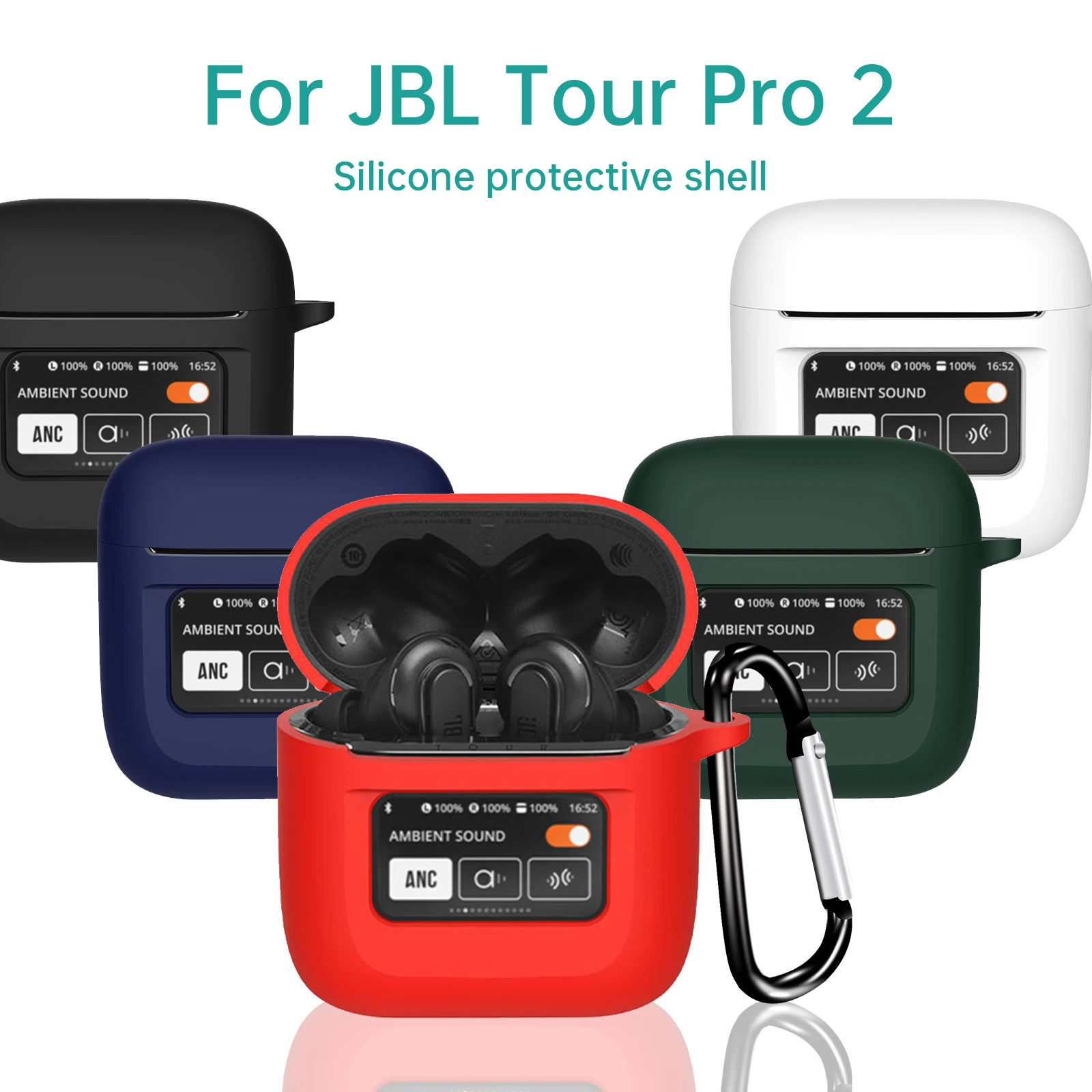 

Подходит для телефона JBL Tour Pro 2, защитный чехол для Bluetooth-гарнитуры, силиконовый мягкий чехол для телефона с крючком для зарядки для Tour Pro2