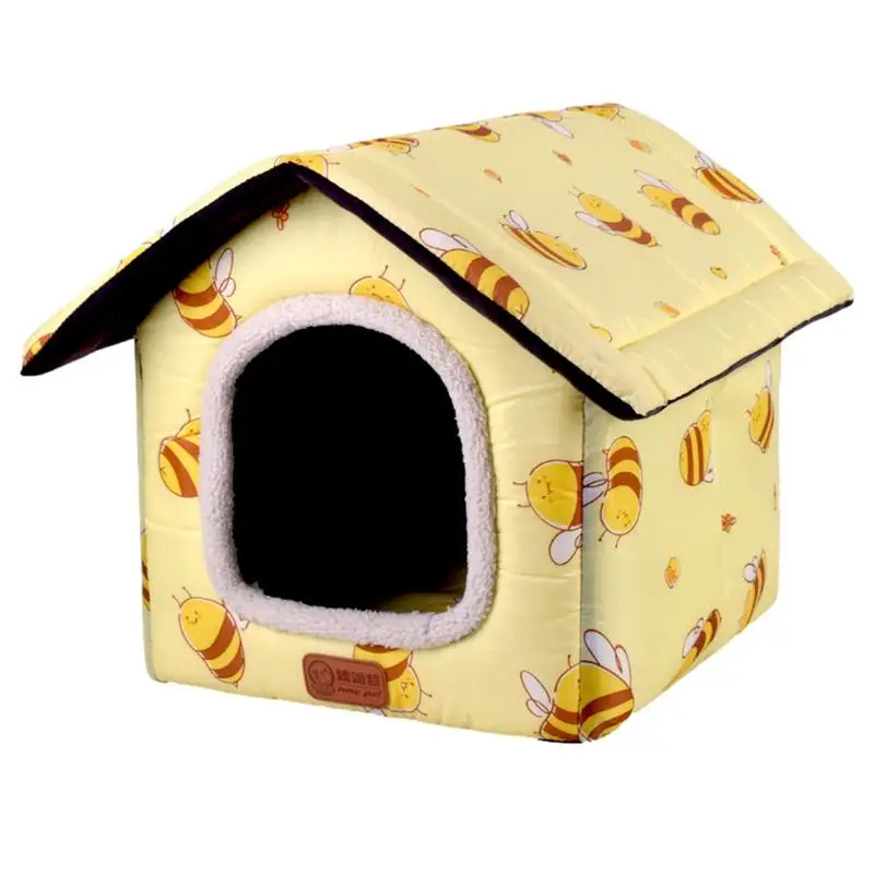 

Warm Cat House For Winter Plush Pet Kennel Tent Shelter Thicken Non-Slip Foldable Sleeping Nest Bed For Garage Balcony Barn Home