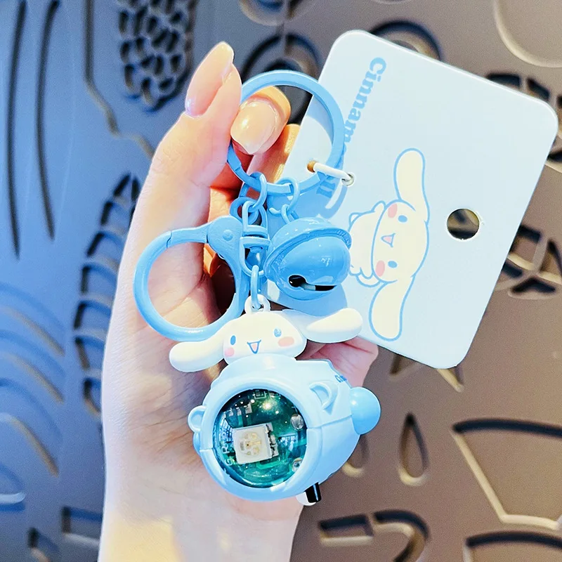 Key Chain Sanrio Keychain Sunset Light Ship Series Genuine Kuromi Hello Kitty Cinnamoroll Backpack Pendant Car Keyring Kids Gift