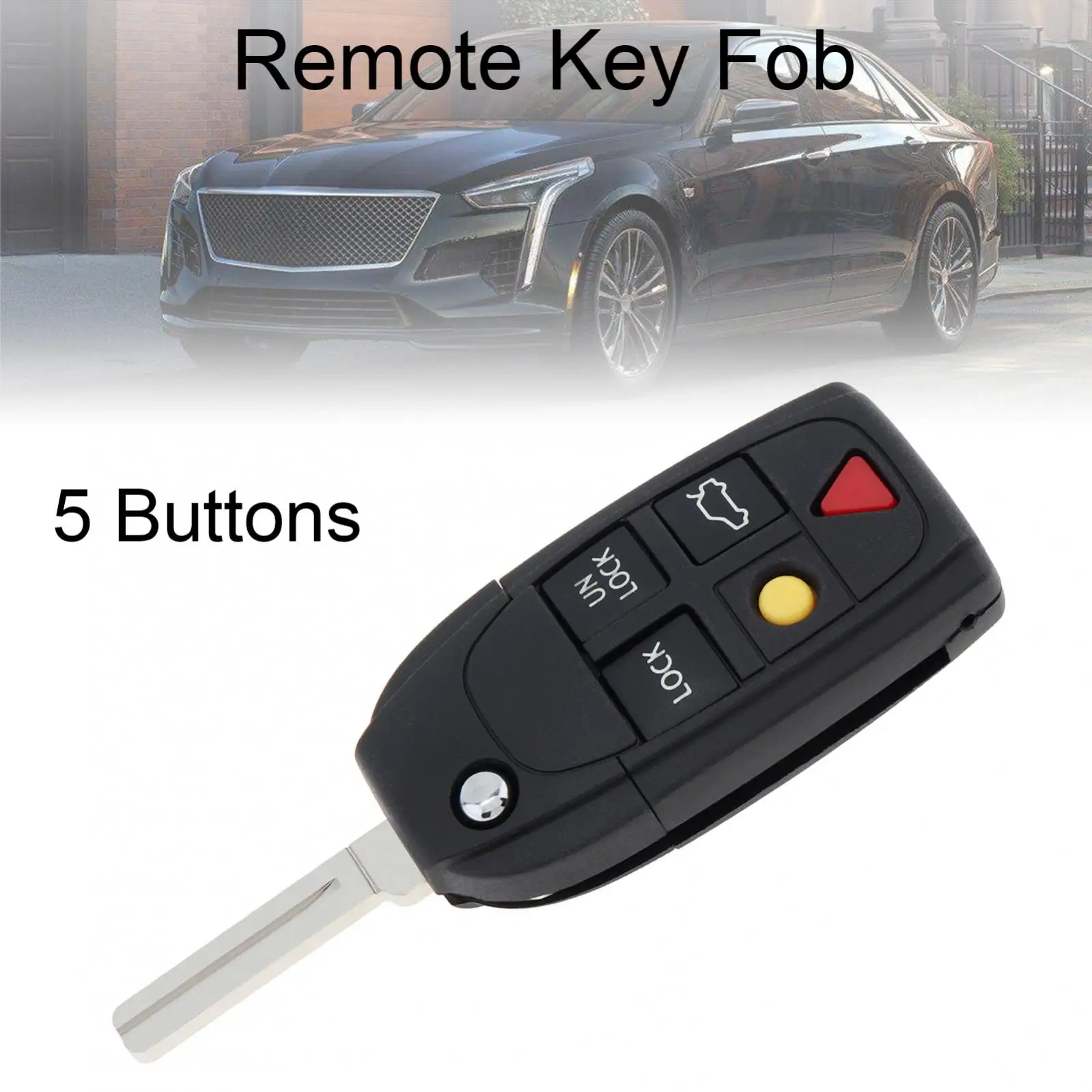 5 Buttons Car Key Fob Case Shell Replacement Flip Folding Remote Cover Car Key Accessories Fit for VOLVO S60 S80 V70 XC90