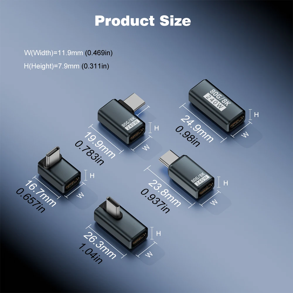 USB4 V2 90 Degree Type C Angle Adapter 80Gbps Thunderbolt 5 4 3 Elbow Adapter 240W USB-C Cable Connector 40Gbps for MacBook Air BEST SELLERS