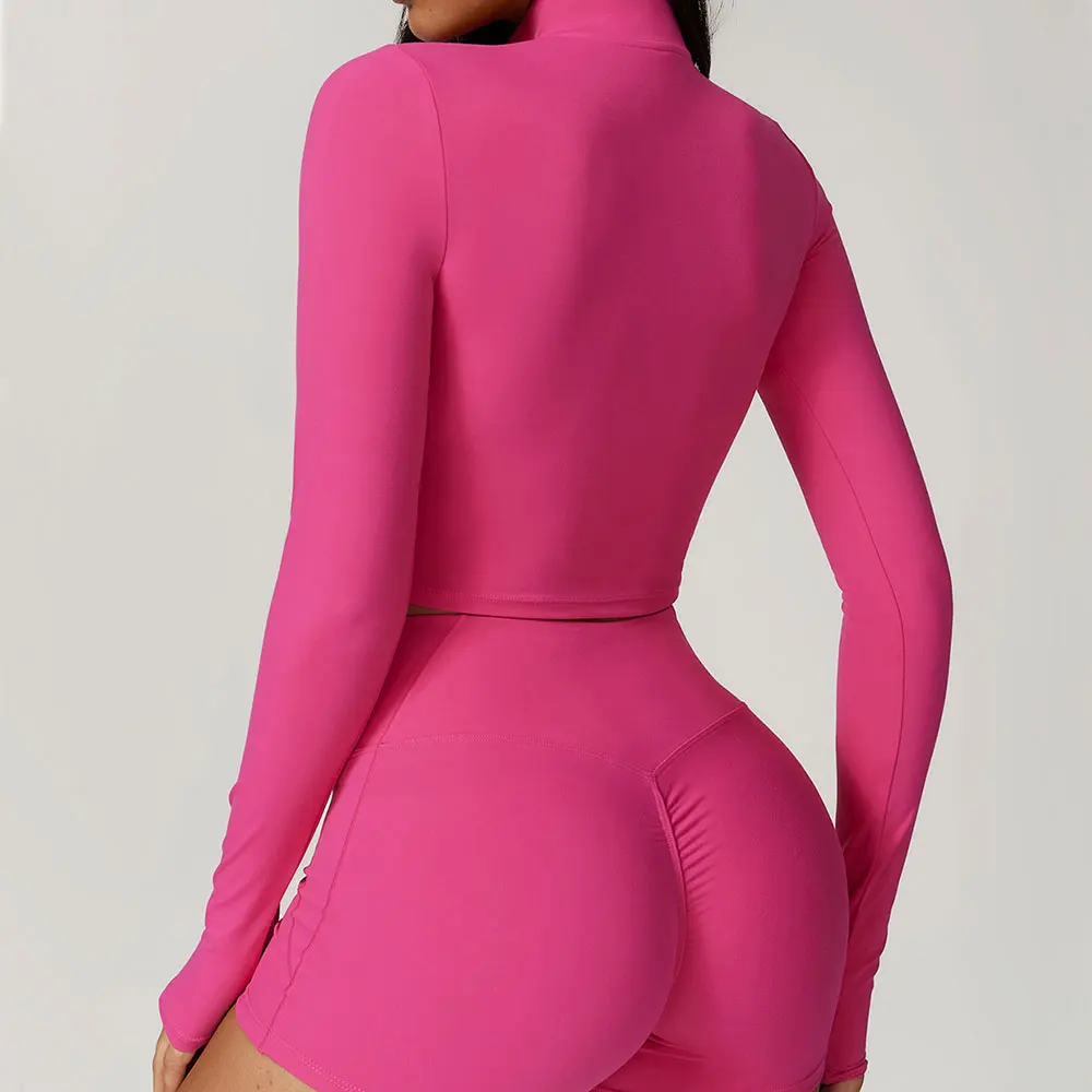 Zipper Yoga Long Sleeved Outerwear Sports Jacket Running Sports Long Sleeved Fitness Top Gym Workout Top Push Up Shirt