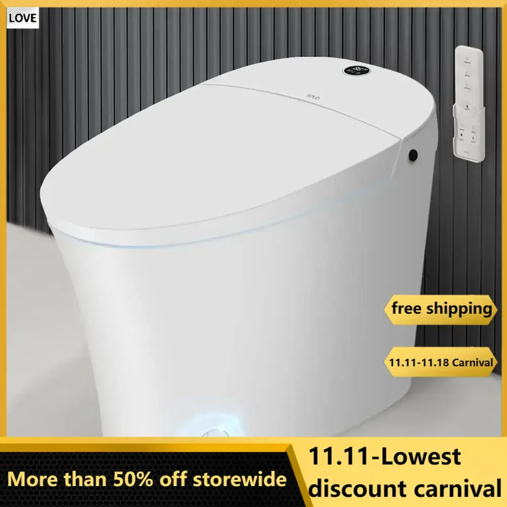 Smart Toilet, Modern Elongated Toilet with Warm Water and Dual Auto Flush Foot Sensor Operation, Heated Bidet Seat, Toilet Smart