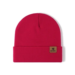 Unisex Winter Knit Cuffed Beanie - Warm Outdoor Skiing & Camping Hat (Red)