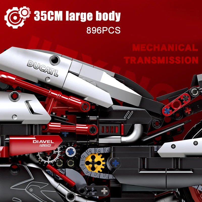 Technical Motorcycle Model 896PCS Building Blocks Moto Racing Motorbike City Vehicle Sets Off Road MOC Kits Brick Toys Boy building block toy assemble toy
