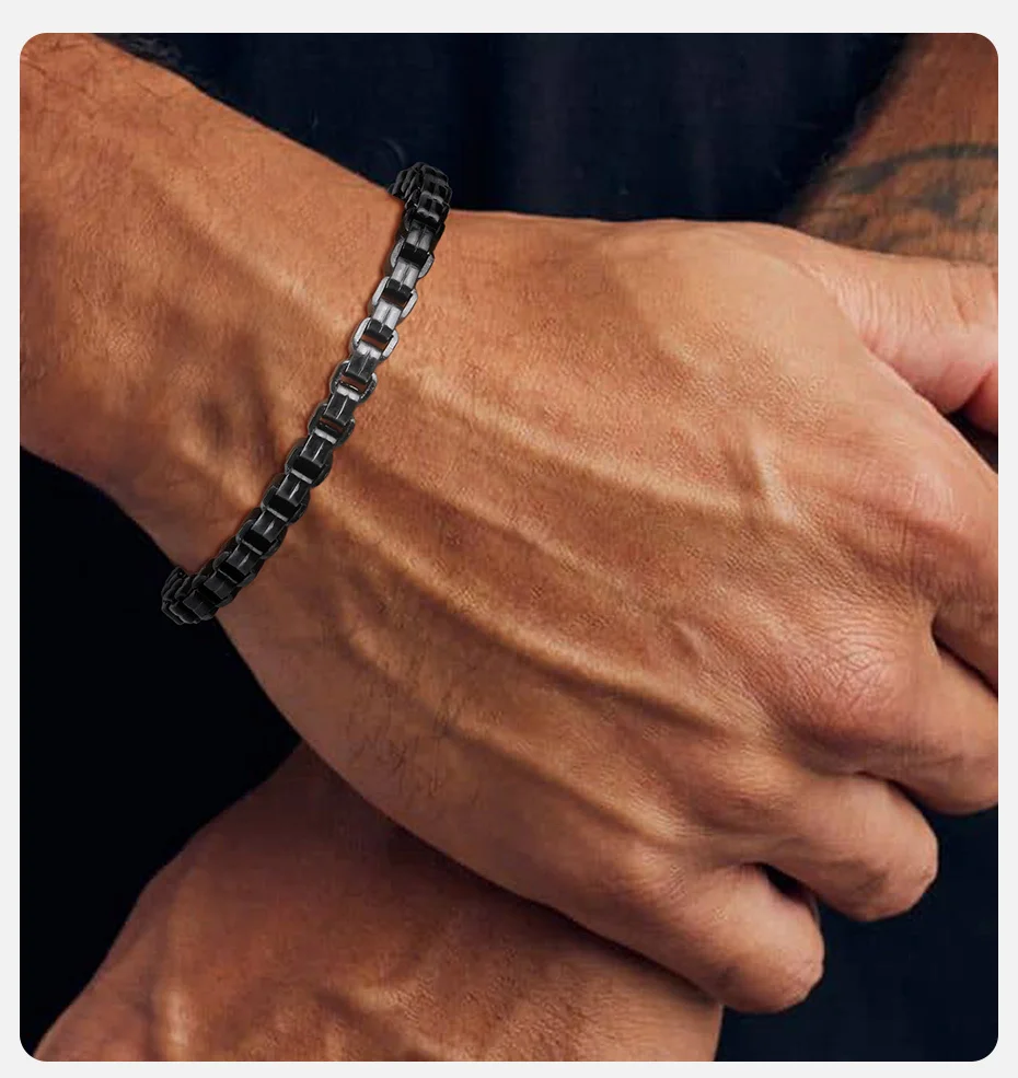 Vnox 5,3 mm runde Box-Kettenarmbänder für Männer und Jungen, verstellbares Rolo-Links-Armband aus Edelstahl, einfacher Metallschmuck – Detail 3