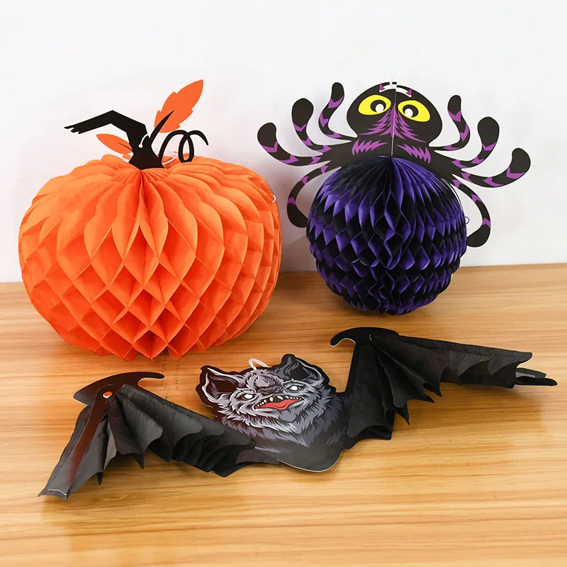 Halloween Papier Spinne Kürbis Hängende Ornamente Requisiten Schwarze Fledermaus Anhänger Halloween Festival Party Bar Spukhaus Dekoration – Detail 8