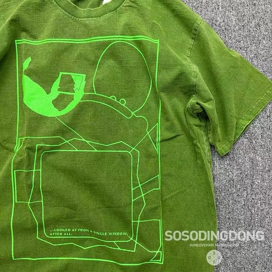 

CAVEMPT C.E Washed Batik Green Cav Empt T Shirt Men Women Abstract Geometry CAVEMPT C.E T-shirt Tee