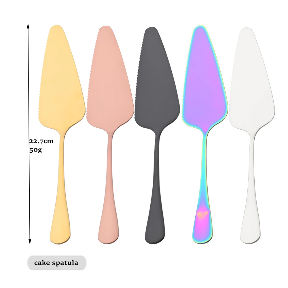 Drmfiy Colorful Dinnerware Set Stainless Steel Cutlery Cake Shovel Knife Pizza Cheese Cake Spatula Baking Accessories Tools