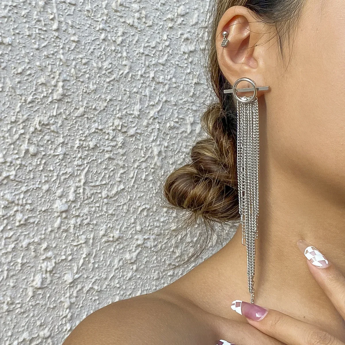 Long Chain Drop Earrings - Image 1