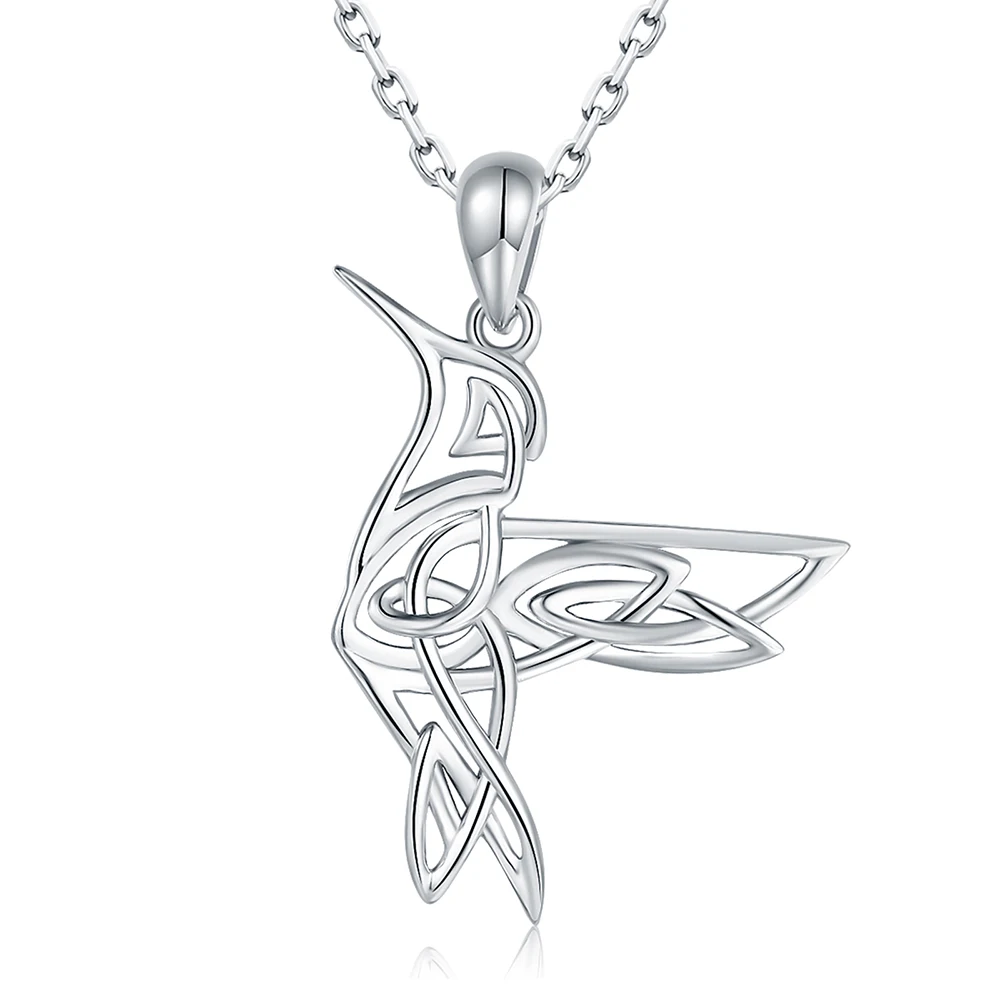 925 Sterling Silver Cute Animal Hummingbird Necklace Pendant Jewelry Valentine's Day Gift For Woman Wife Girlfriend Mom Daughter