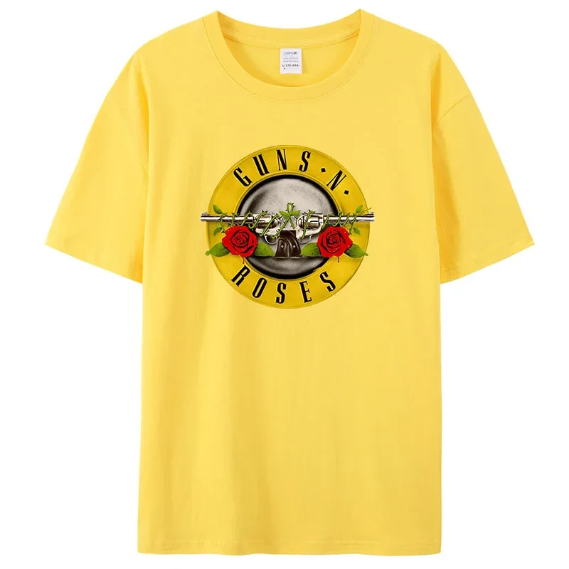 2024 Summer Men Guns N Roses Printed T-Shirt Cotton Hard