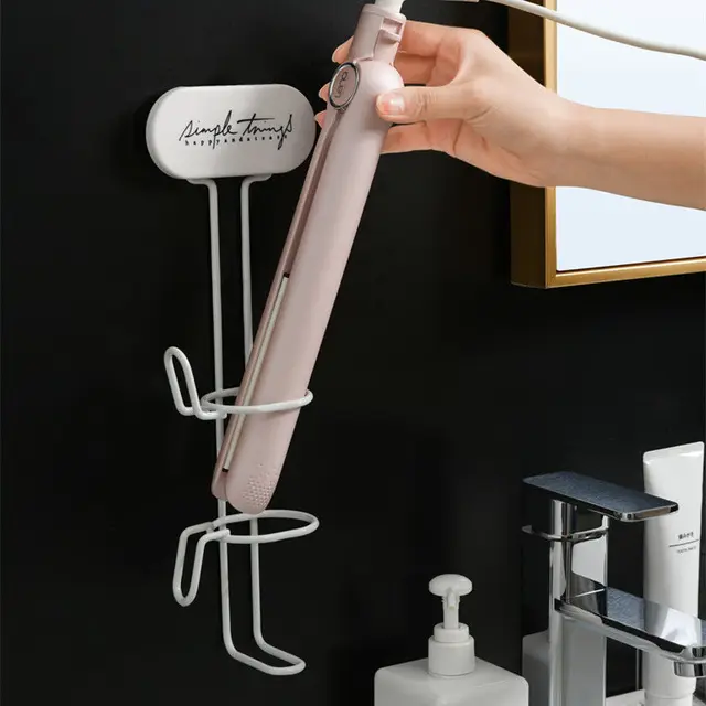 Falra Szerelhető Hajszüneteket Tartó Göndör Pálcák Vas Tároló Állvány Hajápolási Szerszám Függő Vasalók Szervező Polc - Image 2