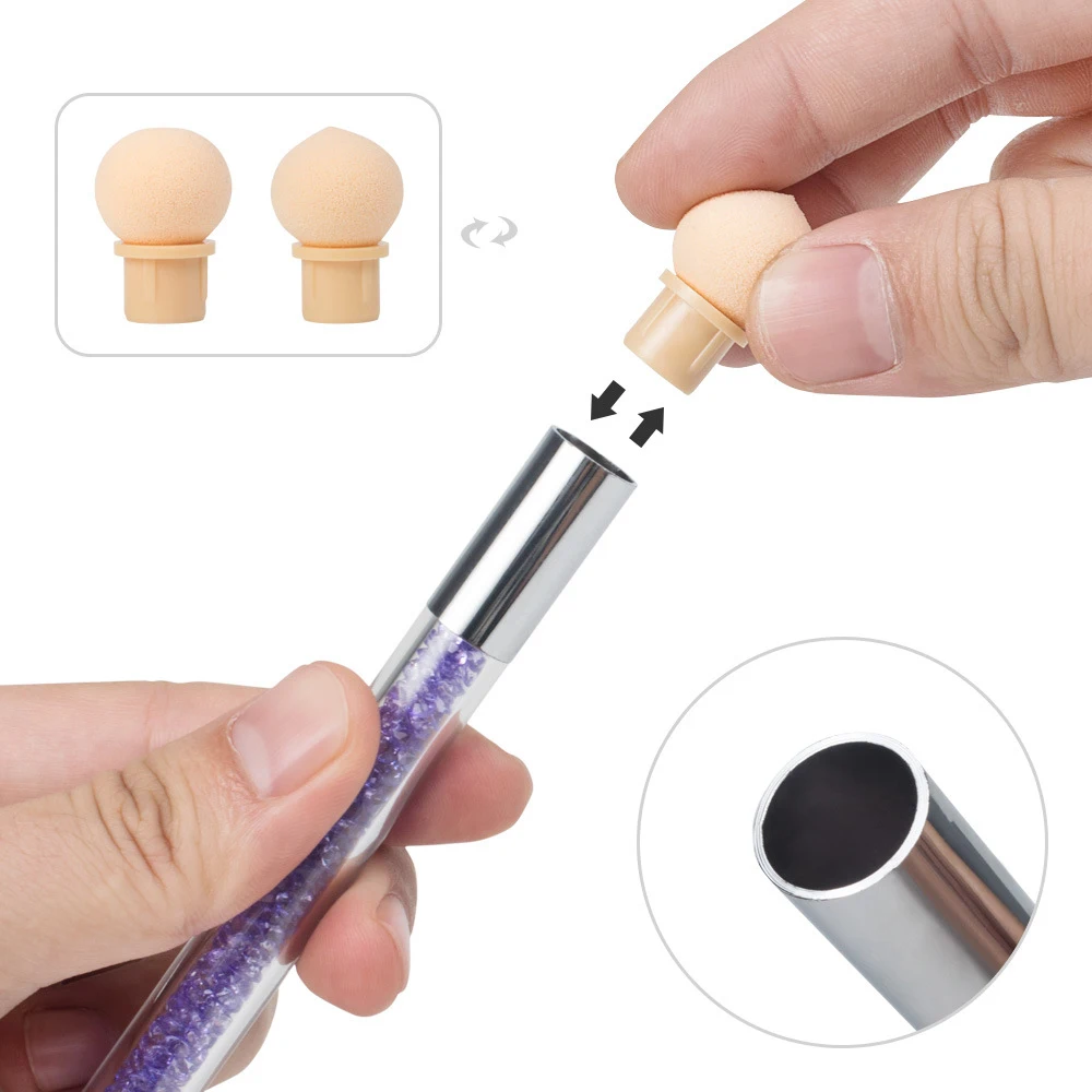 Nail Art Glitter Powder Dotting Pen Double Head Gradient Shading Sponge Pen Nail Gel Polish Pen Nail Painting Manicure Accessory