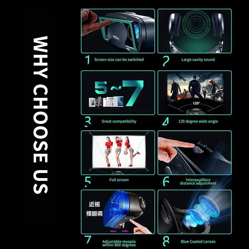 VR Glasses Media Board Large Earphone Integrated Mobile Phone 3D Cinema Gift VR Glasses 3D Glasses