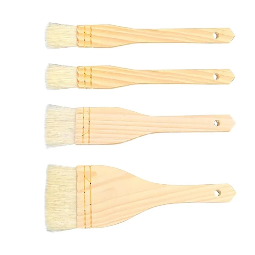 4-teiliges flaches Hake-Pinsel-Set für Künstler, Malpinsel, Wollborsten, Waschpinsel für Aquarell-, Keramik- und Keramikmalerei – Detail 2