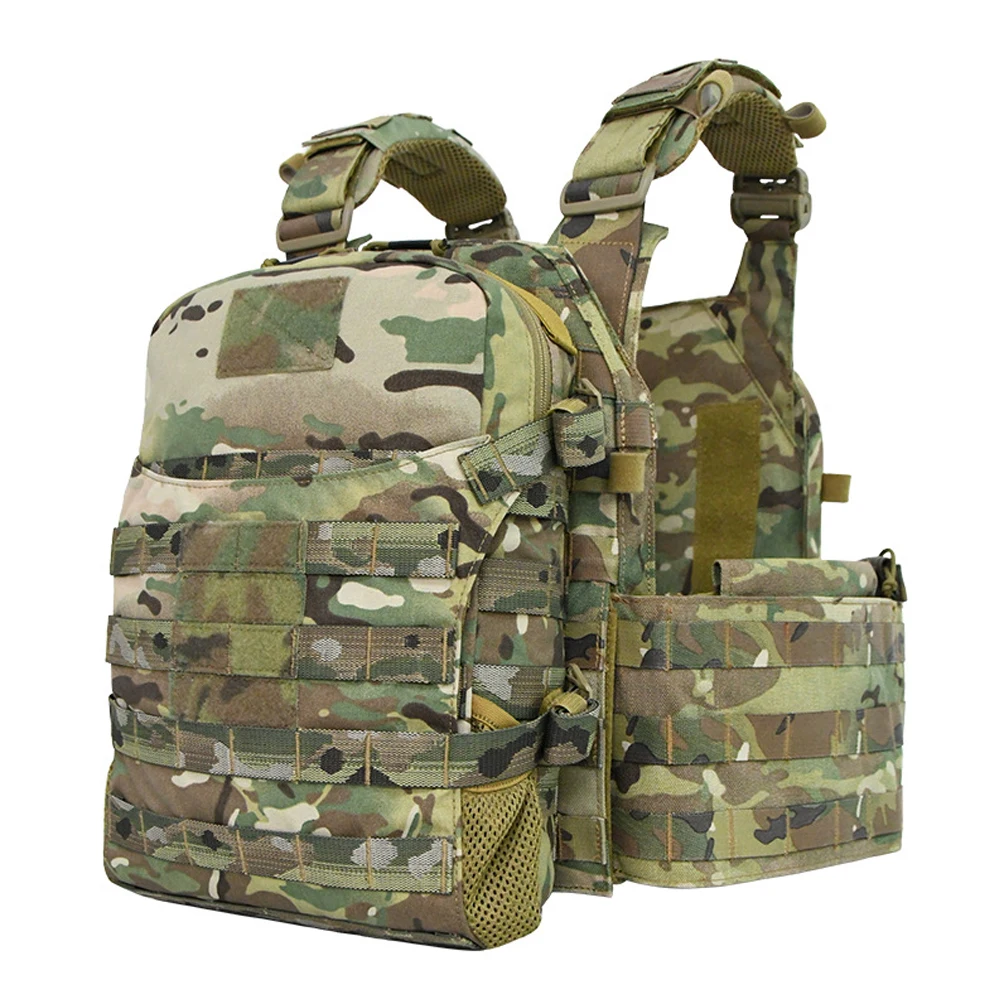 1Pc Nylon Tactical Molle Hydration Pack,Molle Hydration Carrier with Helmet Bag Pouch,Hydropack for 3L Water Bladder