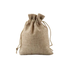 Elegant Linen Burlap Gift Bags with Drawstring - Set of 50, 10x14cm - 10x14cm (Kahki MB No Printed)