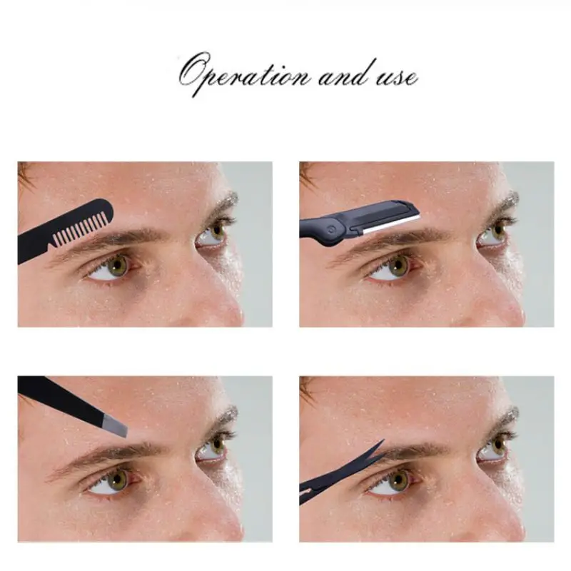 3 Pcs Eyebrow Tweezers Razor Scissors Professional Eyebrow Grooming Kit Stainless Steel Trimmer
