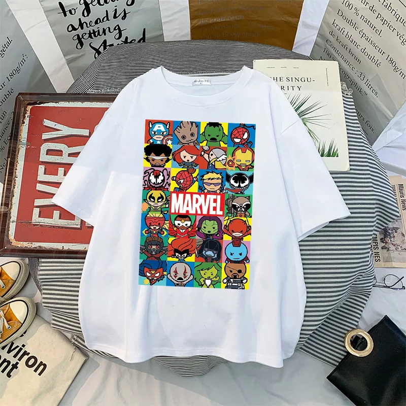 Disney Fashion New Marvel Superhero T Shirt Summer Women Short Sleeve Cartoon T-shirt Streetwear Y2k Top Funny Female Blouse - Image 4