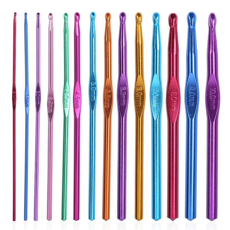 Description Picture 2 of item14 Sizes Crochet Hooks Set Multicolor Aluminum Crochet Hooks Needles Yarn Knitting Sewing Hooks 2mm/0.07inch to 10mm/0.39inch
