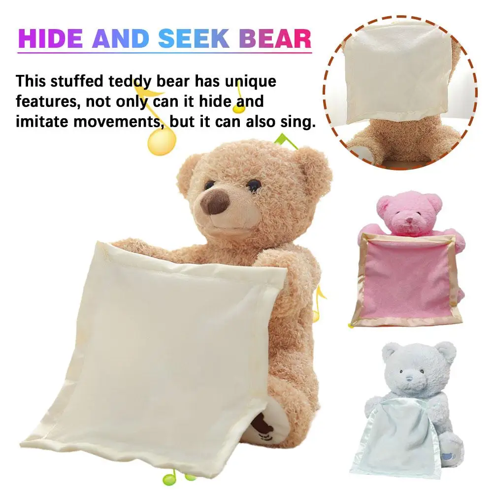 Plush Toys Bear Hide And Seek Plush Toy Talking Music Electric Toy 25CM