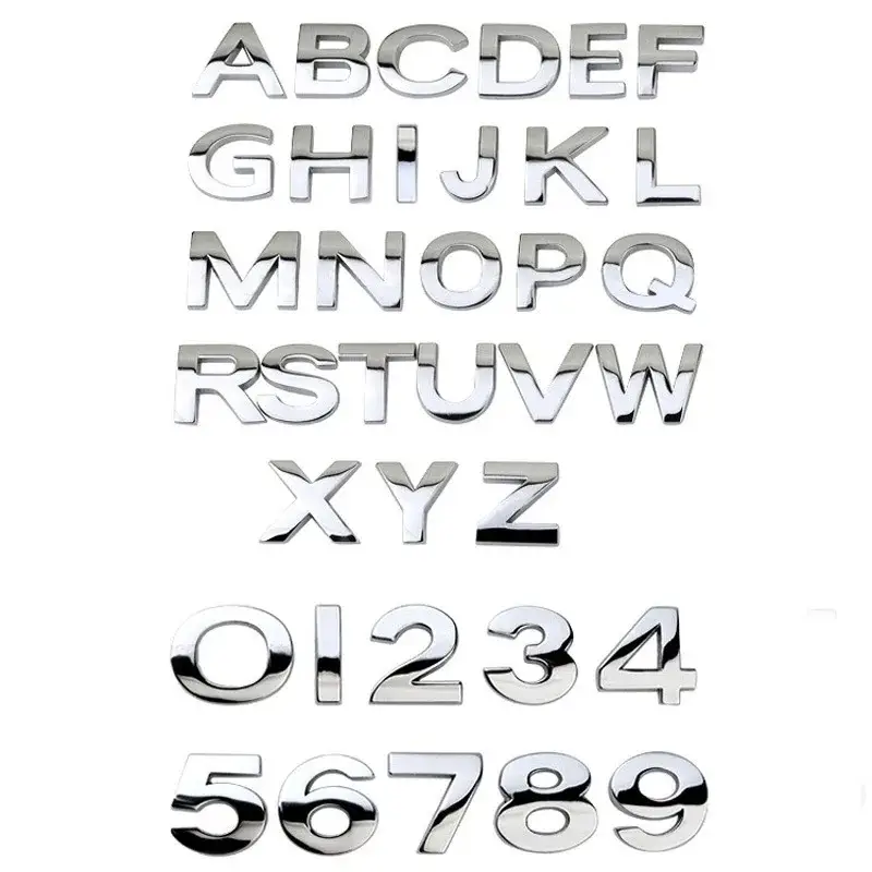 3D Metal DIY Styling Letters Word Alphabet Emblem Decals Numbers Labeling Car Sticker Rear Trunk Logo Digital Badge Accessories - Image 4